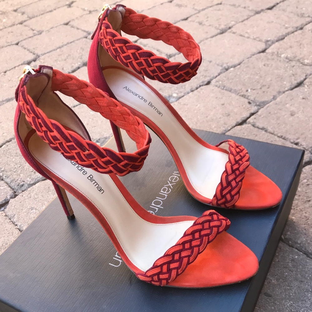 Pretty Burgundy & Orange Suede Heels